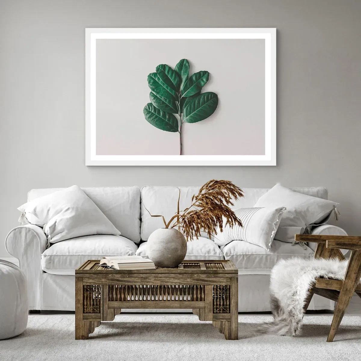 Plakat i hvid ramme - Tegning af selve naturen - 70x50 cm