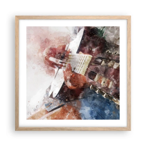 Plakat i ramme af lyst egetræ - Og hvad synes du? - 50x50 cm