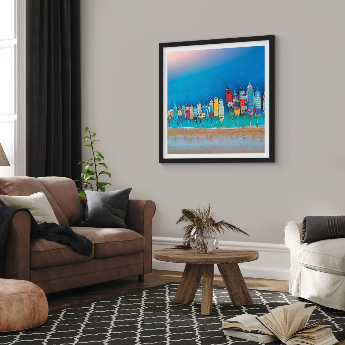 Plakat i sort ramme - Fra et fugleperspektiv - 30x30 cm