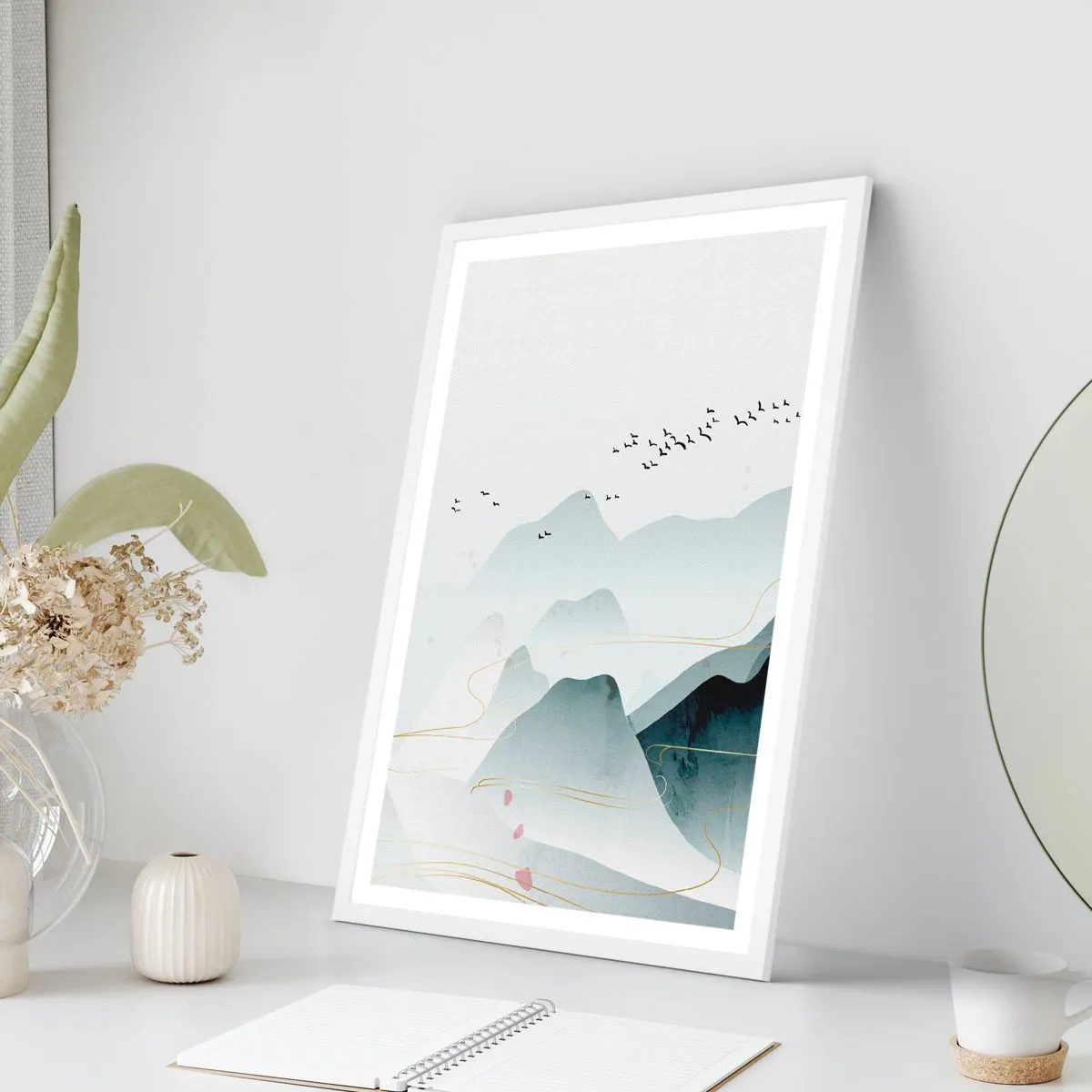 Plakat i hvid ramme - Over toppene - 70x100 cm