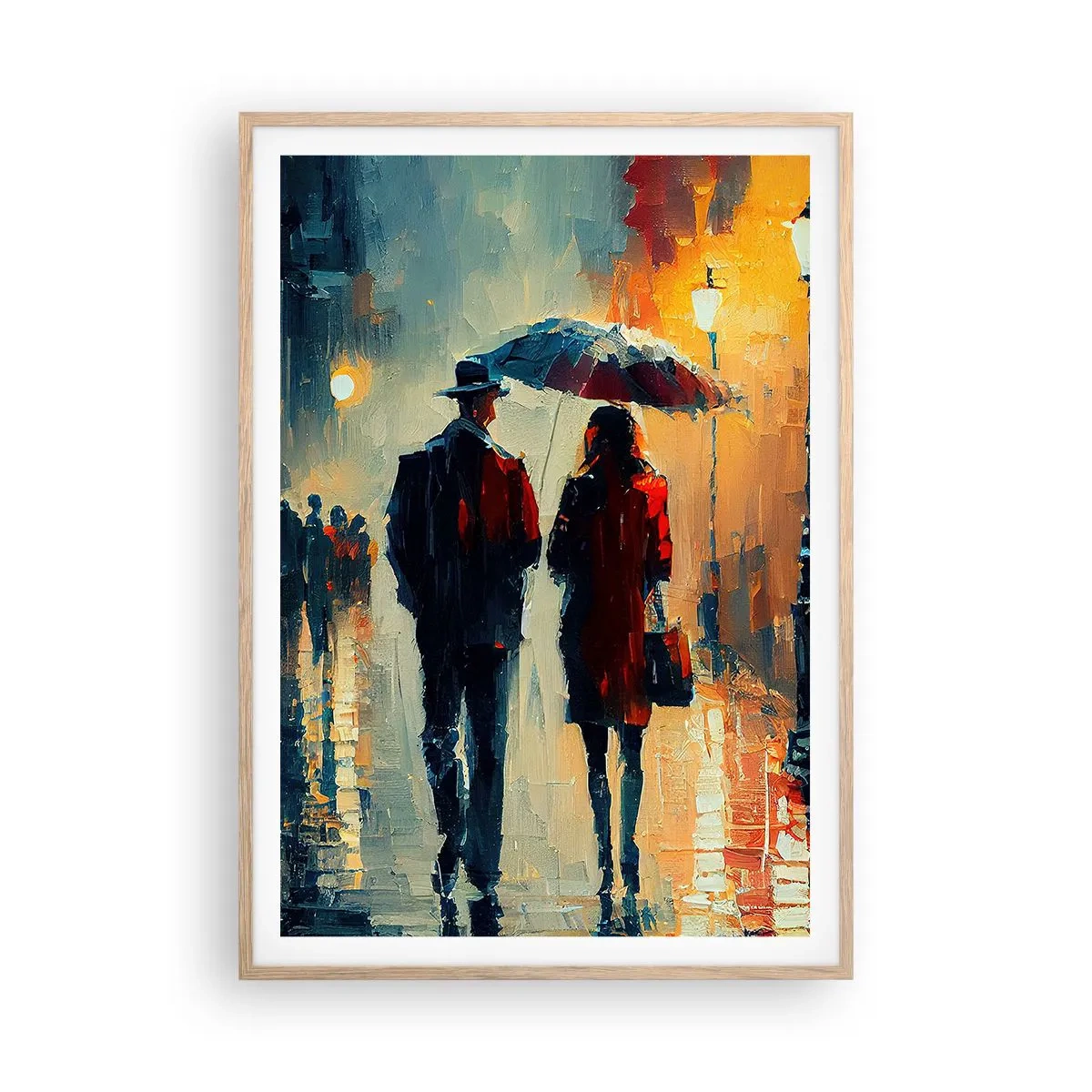 Plakat i ramme af lyst egetræ - Urban kærlighedshistorie - 70x100 cm