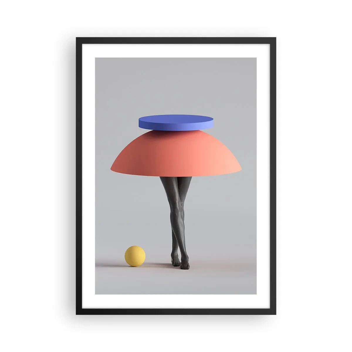 Plakat i sort ramme - Surrealistisk figur med geometriske former - 50x70cm - Surrealistisk komposition - Moderne vægdekoration til stue og soveværelse ARTTOR