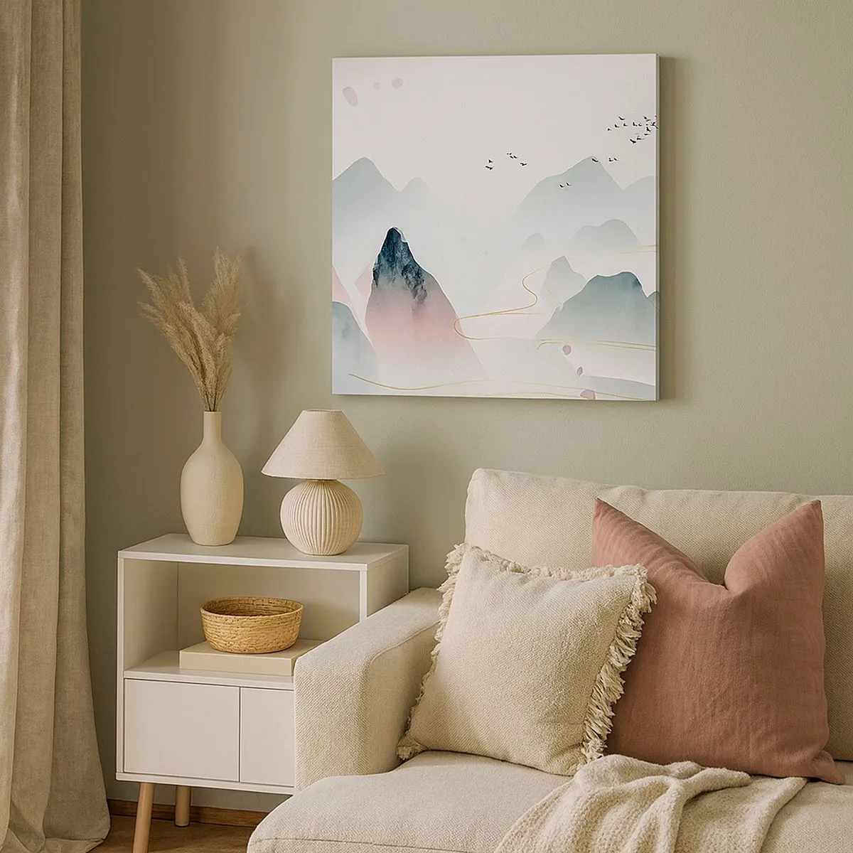 Lærredstryk - Billede på lærred - Over toppene - 30x30 cm