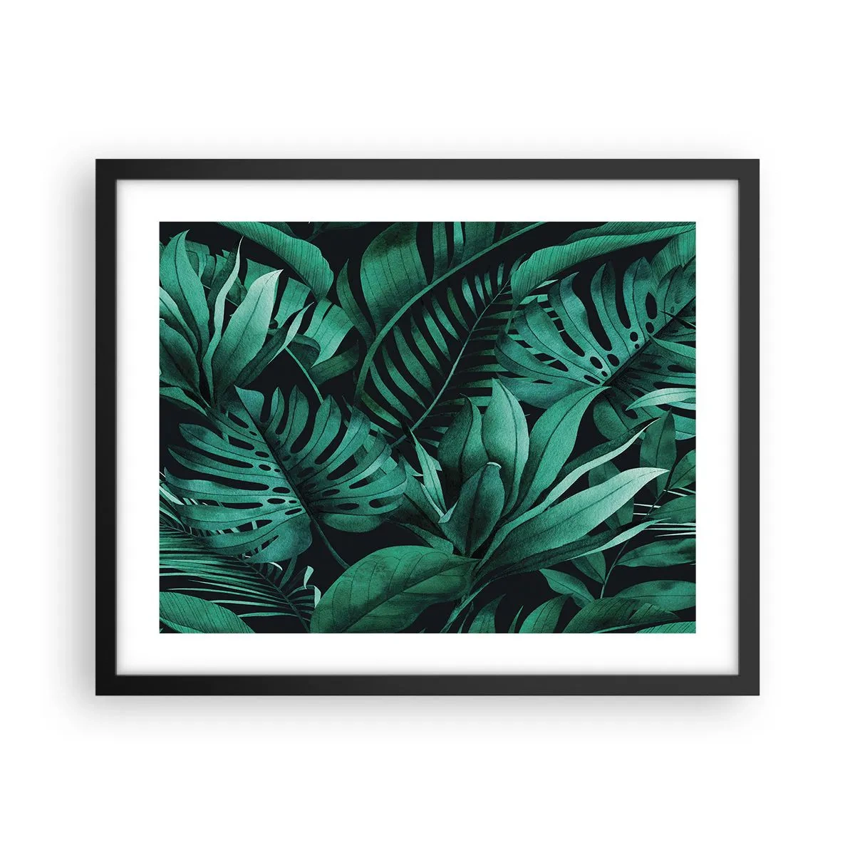 Plakat i sort ramme - Dyb tropisk grøn - 50x40 cm