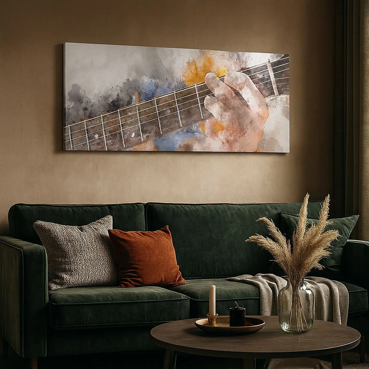 Lærredstryk - Billede på lærred - Poesi mellem strengene - 100x40 cm