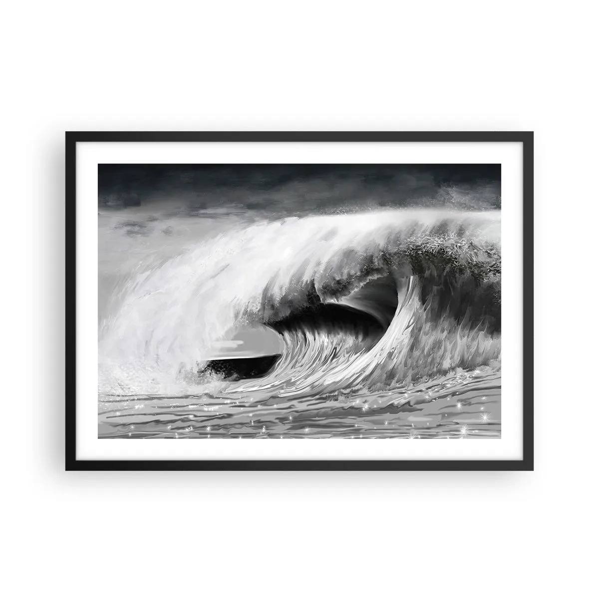 Plakat i sort ramme - Havets vrede - 70x50 cm