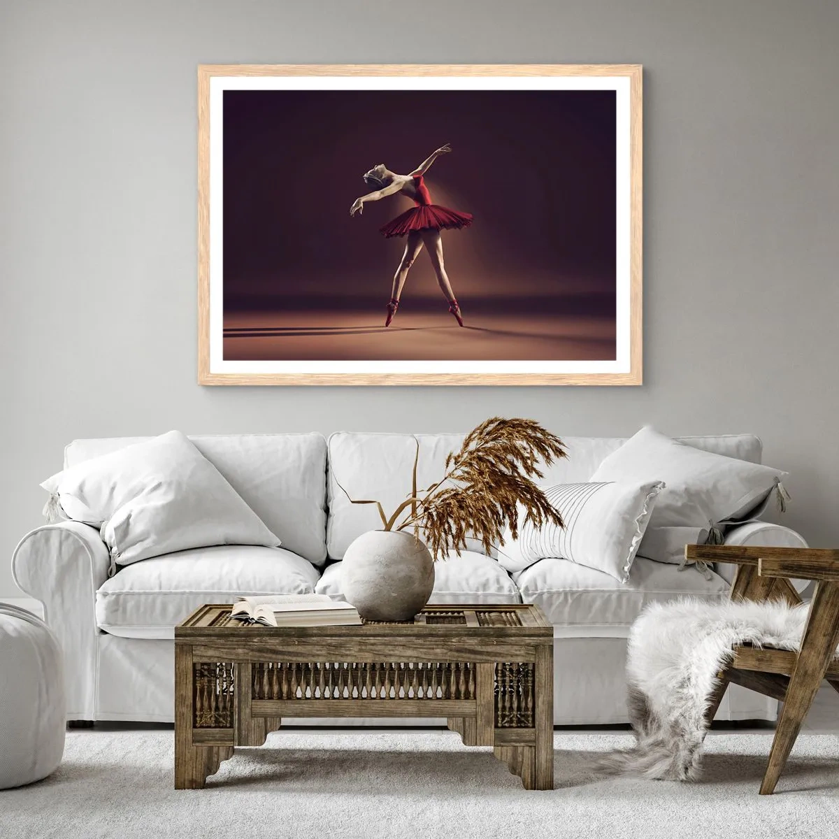 Plakat i ramme af lyst egetræ - Prima ballerina - 70x50 cm