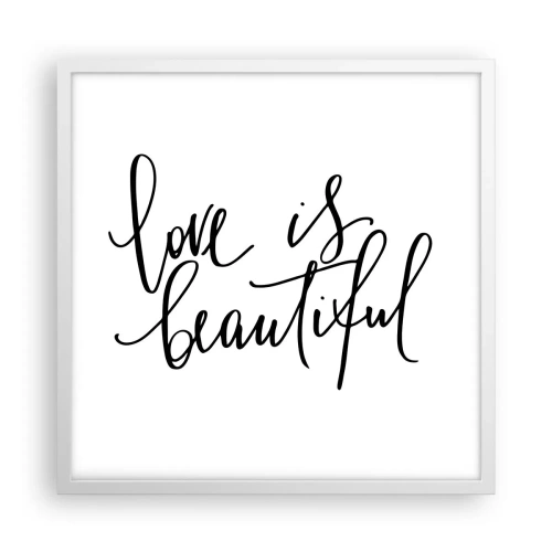 Plakat i hvid ramme - Læs og gentag - 50x50 cm