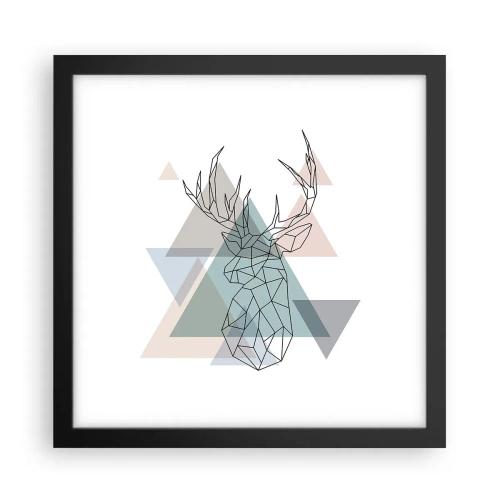 Plakat i sort ramme - I en geometrisk skov - 30x30 cm