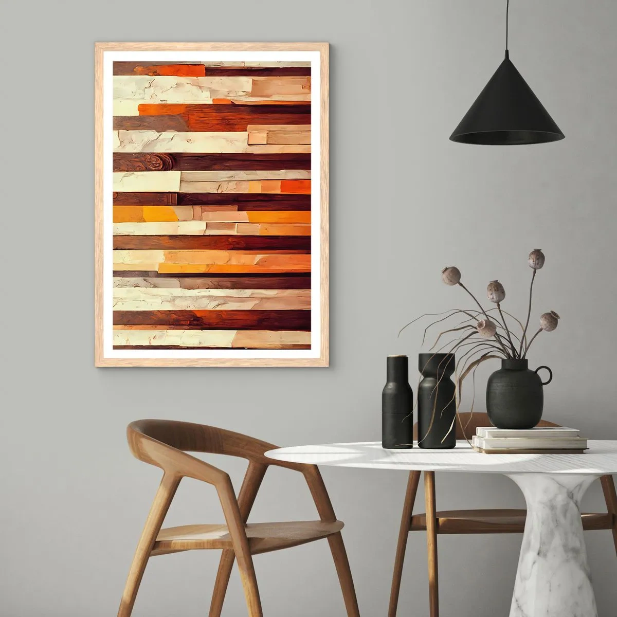 Plakat i ramme af lyst egetræ - Hymne af skovens træer - 70x100 cm