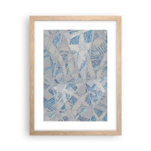 Plakat i ramme af lyst egetræ - I en gråblå labyrint - 30x40 cm
