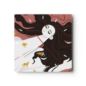 Vægur, Uret - Drøm om en gylden hest - 30x30 cm