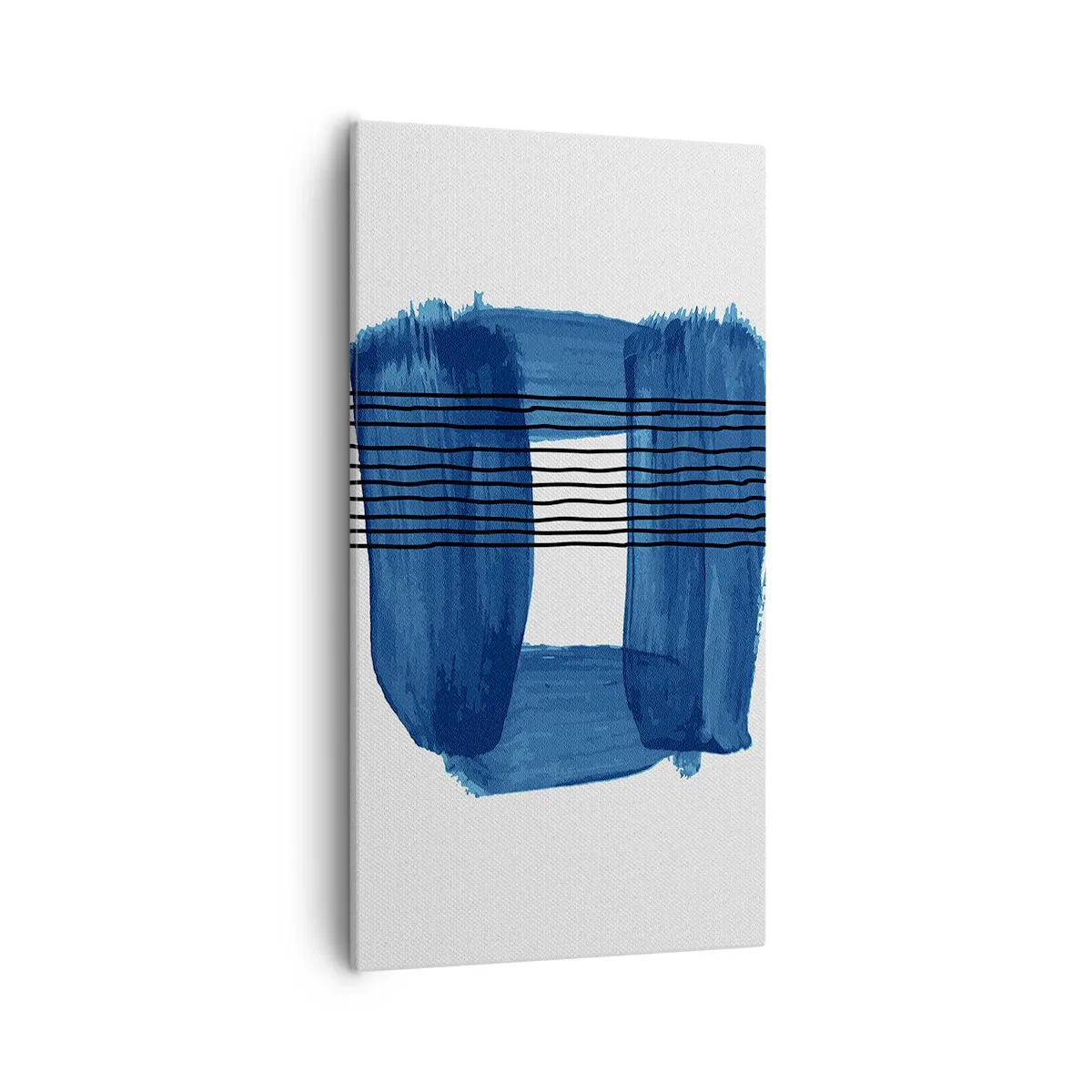 Lærredstryk - Billede på lærred - Blå-sort sammensætning - 55x100 cm