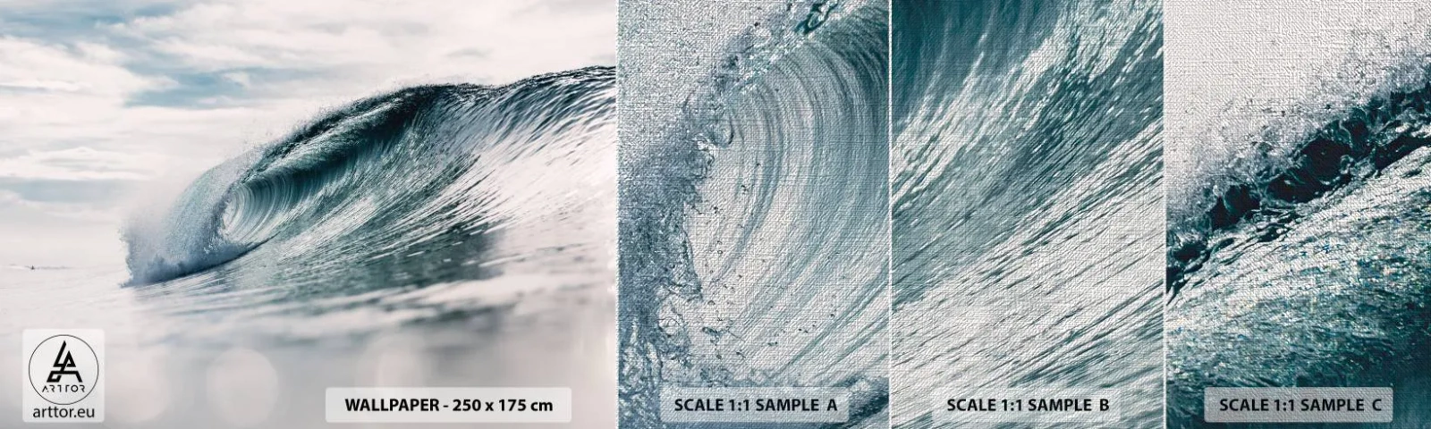 Prøve Fototapet Premium Canvas - Topmøde om vand - Havbølge, Hav, Ocean - 100x30 cm