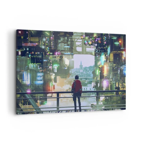 Lærredstryk - Billede på lærred - To verdener - 120x80 cm