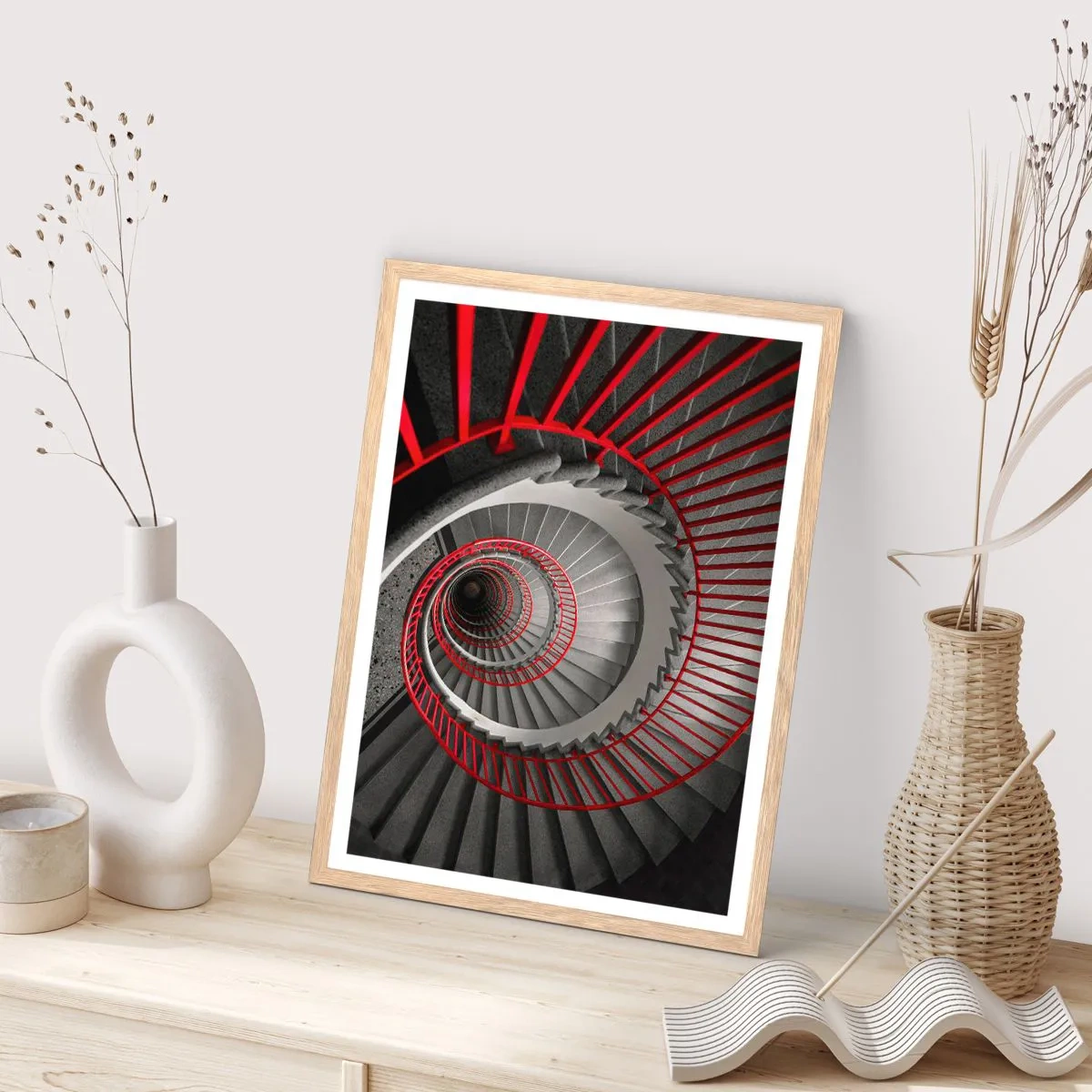 Plakat i ramme af lyst egetræ - Arkitektoniske lege - 30x40 cm