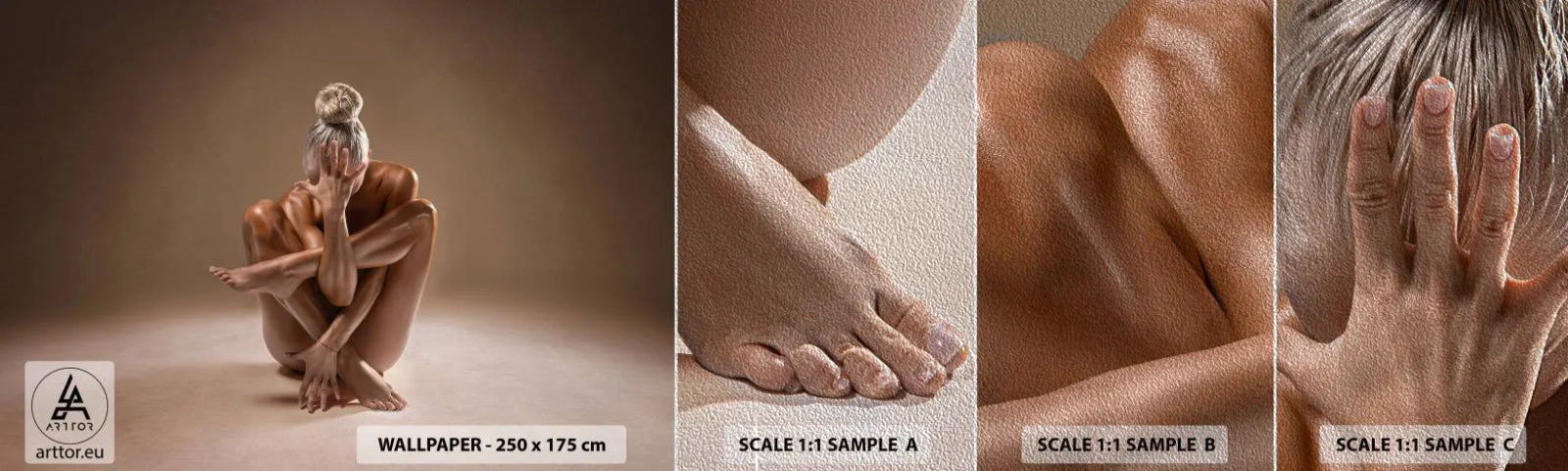 Prøve Fototapet Premium Sand - Enhed mellem krop og ånd - Legeme, Kvinde, Model - 100x30 cm