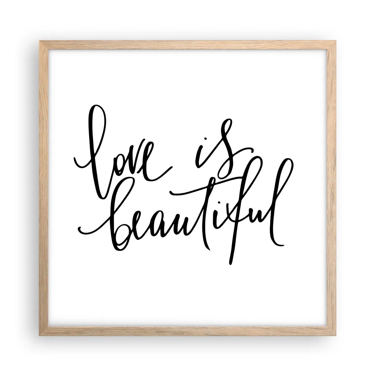 Plakat i ramme af lyst egetræ - Læs og gentag - 50x50 cm