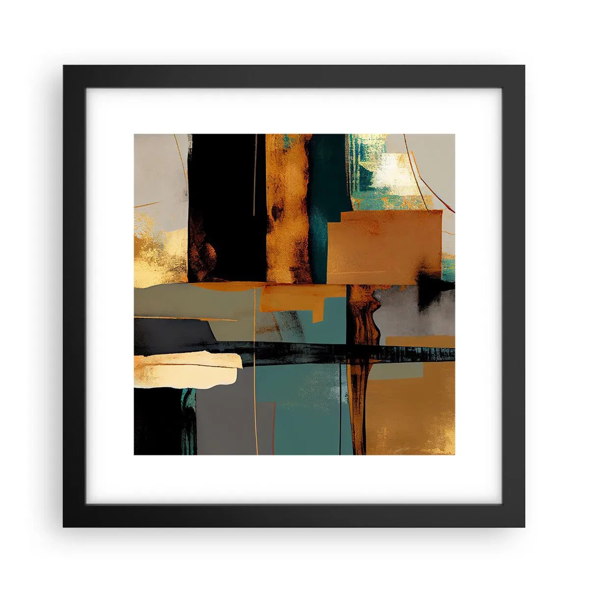 Plakat i sort ramme - Abstraktion - lys og skygge - 30x30 cm