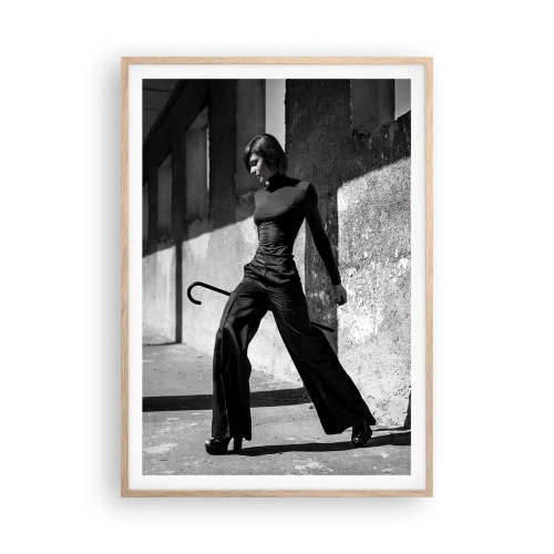 Plakat i ramme af lyst egetræ -  Byens elegance - 70x100 cm