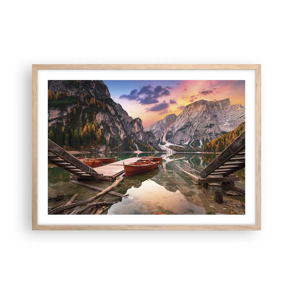 Plakat i ramme af lyst egetræ - Dagens løfte - 70x50 cm