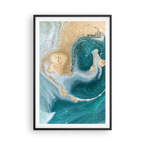 Plakat i sort ramme - En hvirvel af guld og turkis - 61x91 cm