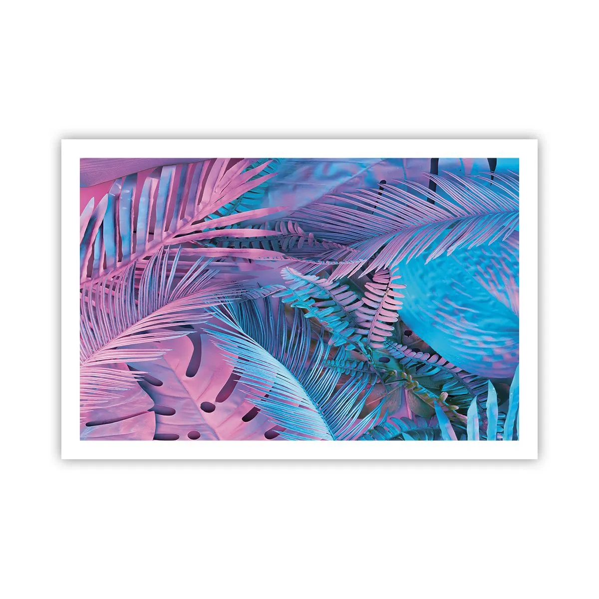 Plakat - Troperne i lyserød og blå - 91x61 cm