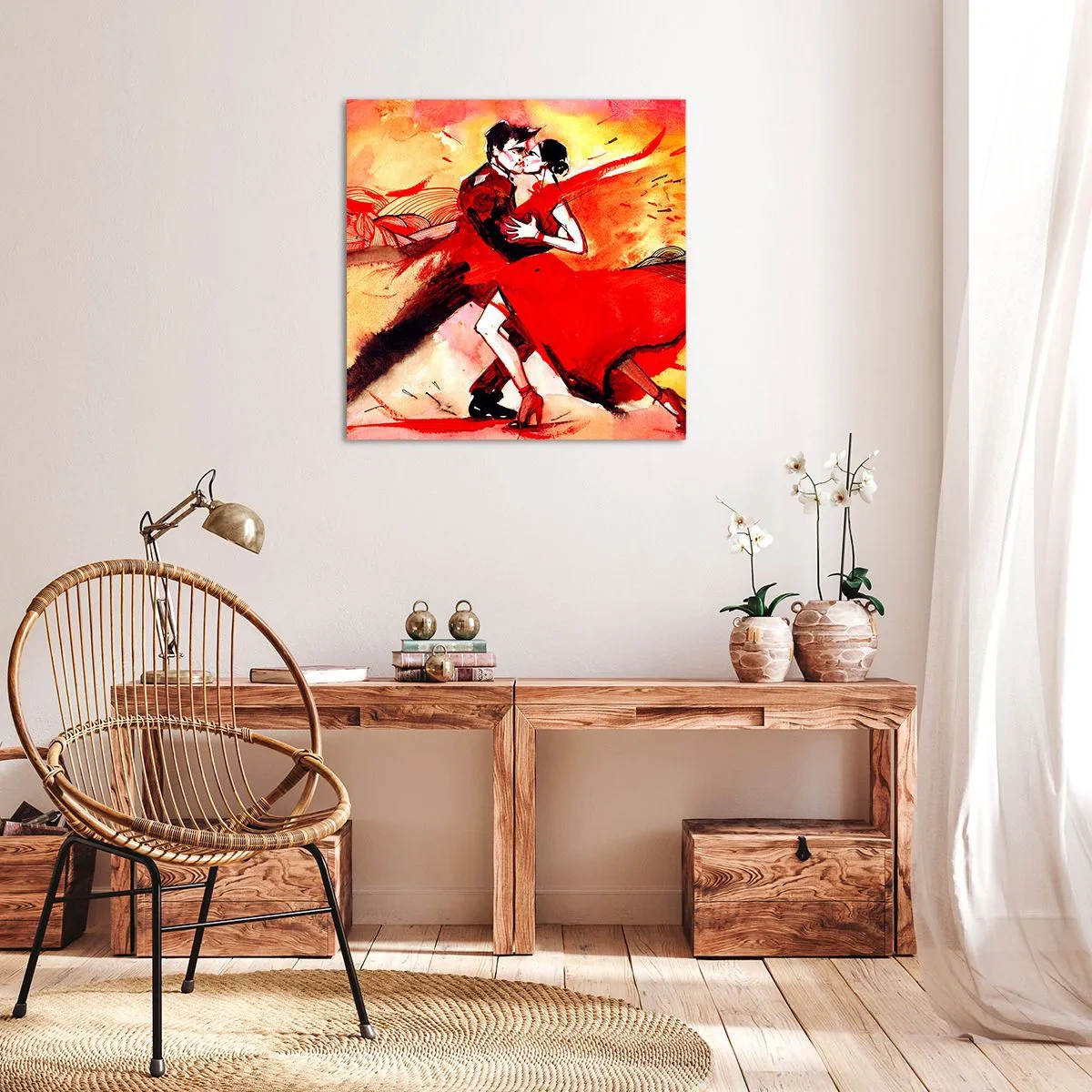 Lærredstryk - Billede på lærred - Lilla rytme af lidenskab - 70x70 cm