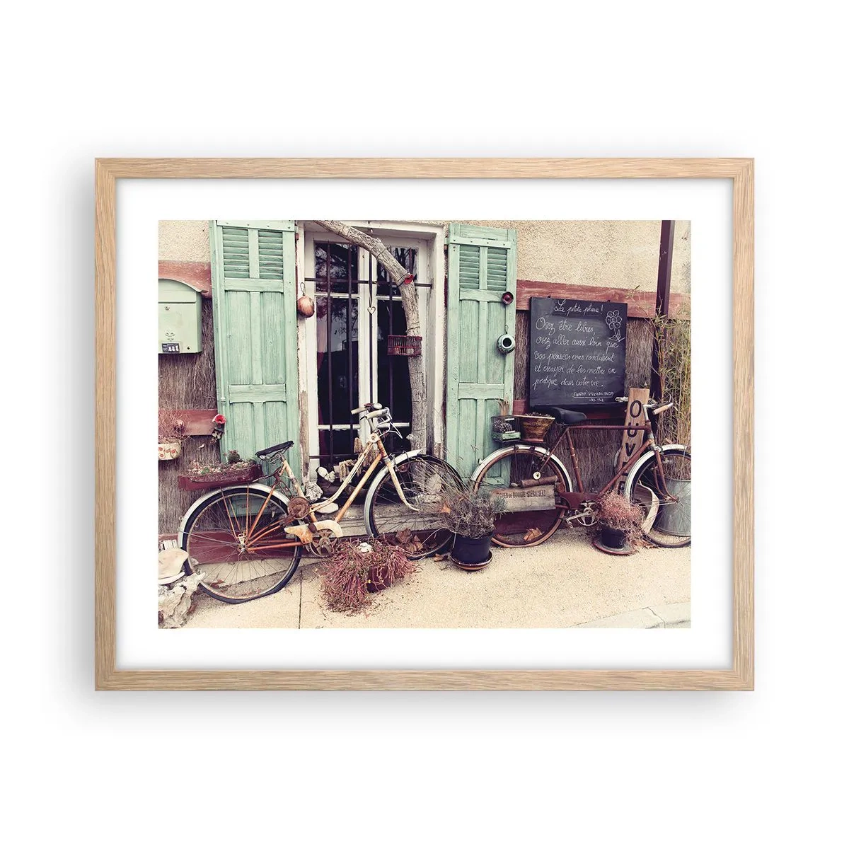 Plakat i ramme af lyst egetræ - Længe leve provinsen - 50x40 cm