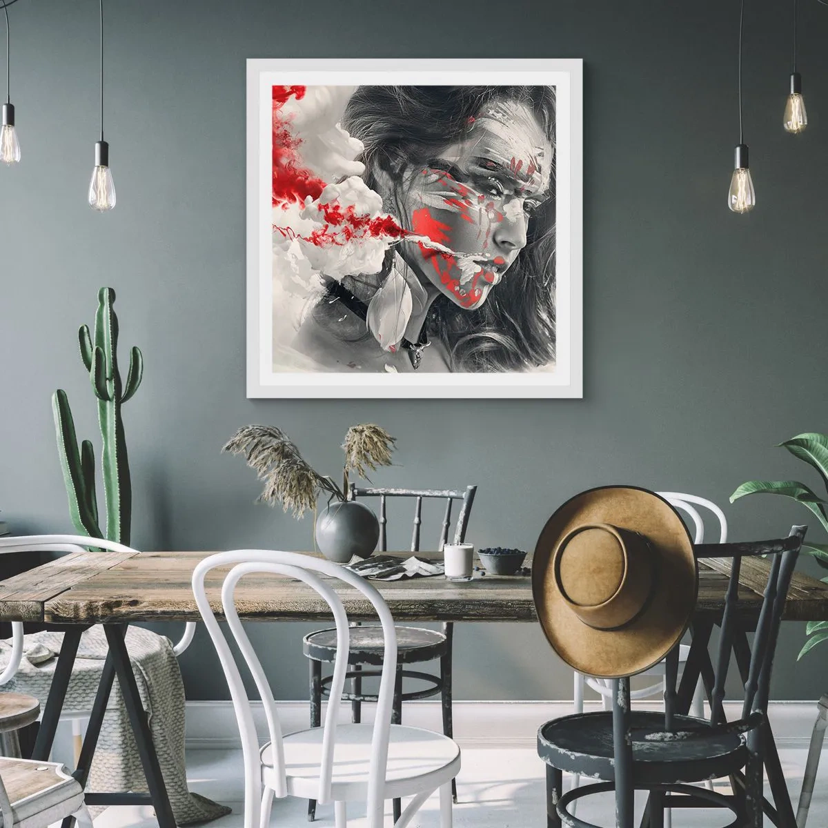 Plakat i hvid ramme - I det absurdes damp - 30x30 cm