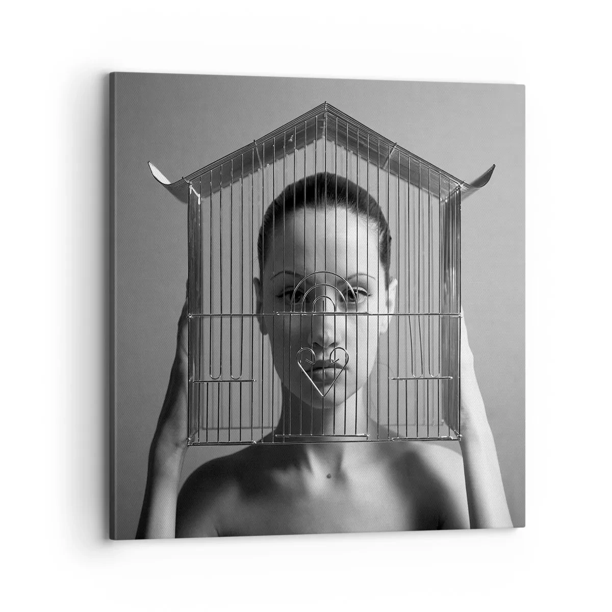 Lærredstryk - Billede på lærred - Et lidt surrealistisk portræt - 70x70 cm