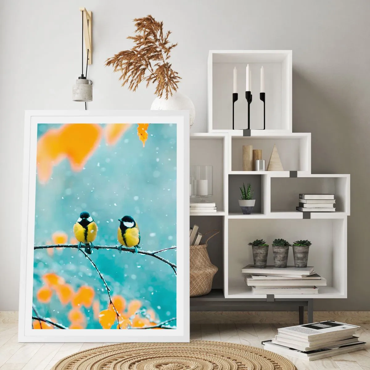 Plakat i hvid ramme - Sladder om fugle - 70x100 cm