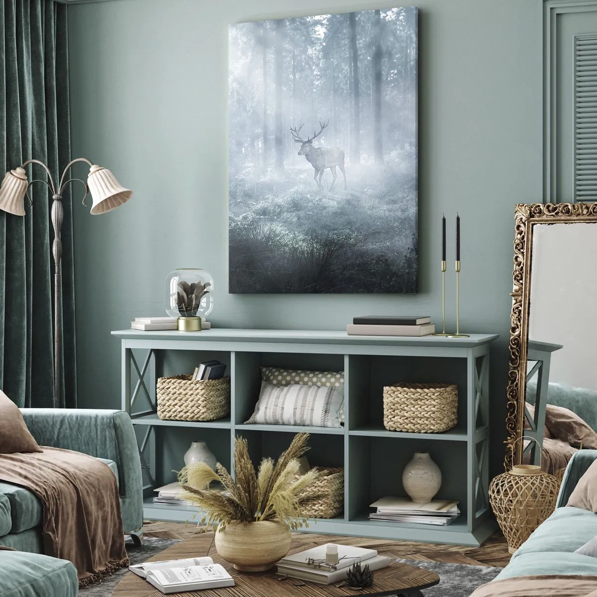 Lærredstryk - Billede på lærred - Morgenvandring rundt på godset - 80x120 cm