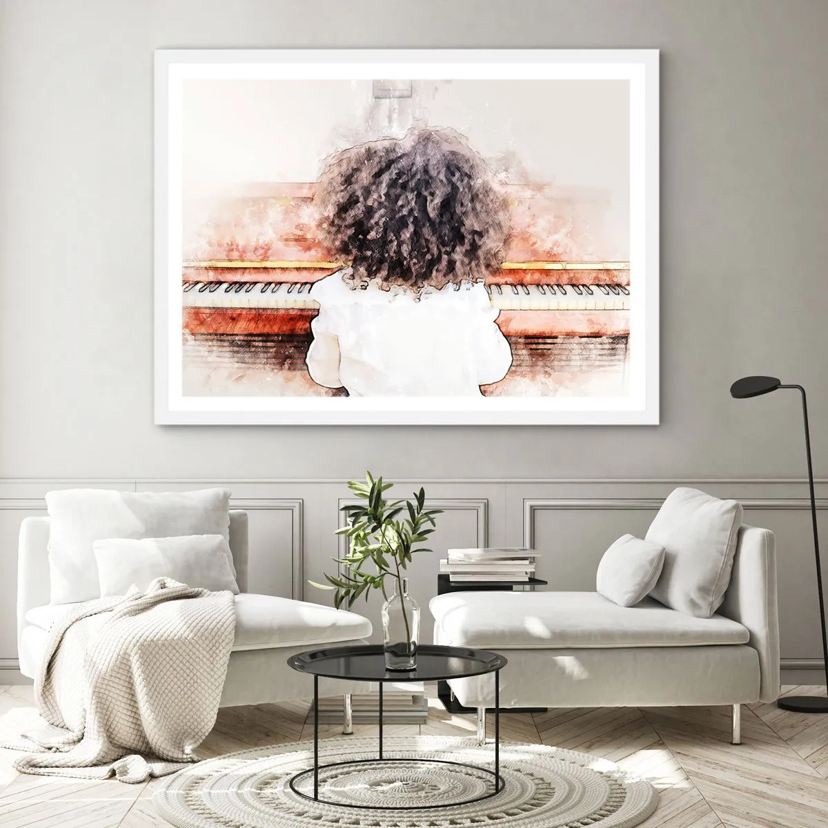 Plakat i hvid ramme - i et ny verden - 100x70 cm