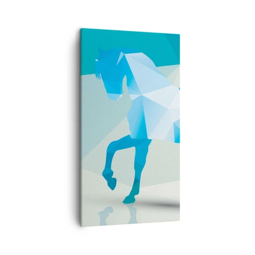 Lærredstryk - Billede på lærred - Geometrisk hest i turkis - 45x80 cm