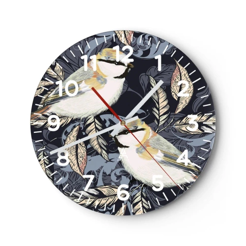 Vægur, Uret - Gul-blå espalier - 40x40 cm