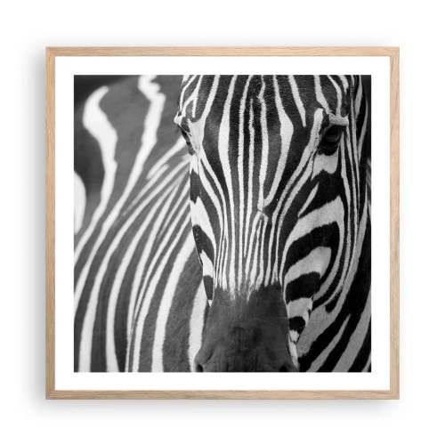 Plakat i ramme af lyst egetræ - Verden er sort og hvid - 60x60 cm