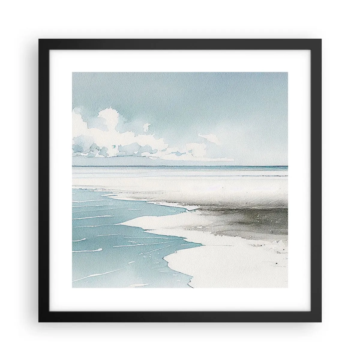 Plakat i sort ramme - Blidt tidevand - 40x40 cm
