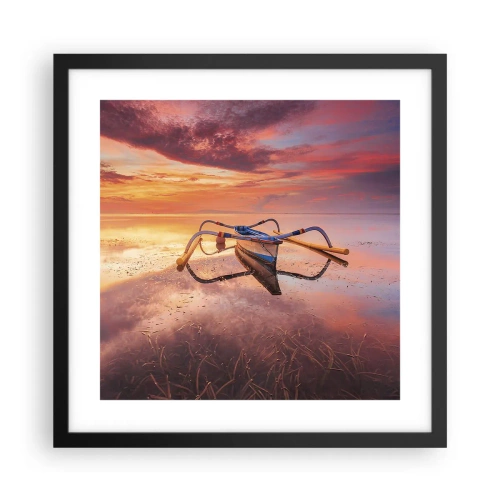 Plakat i sort ramme - Roen ved en tropisk aften - 40x40 cm