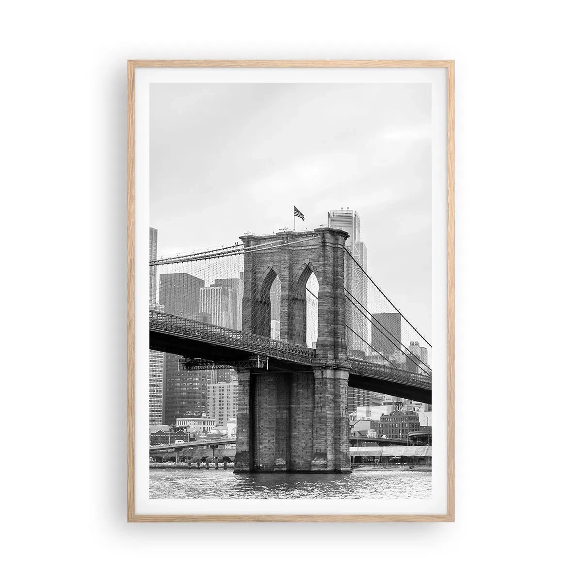 Plakat i ramme af lyst egetræ - New York stemning - 70x100 cm