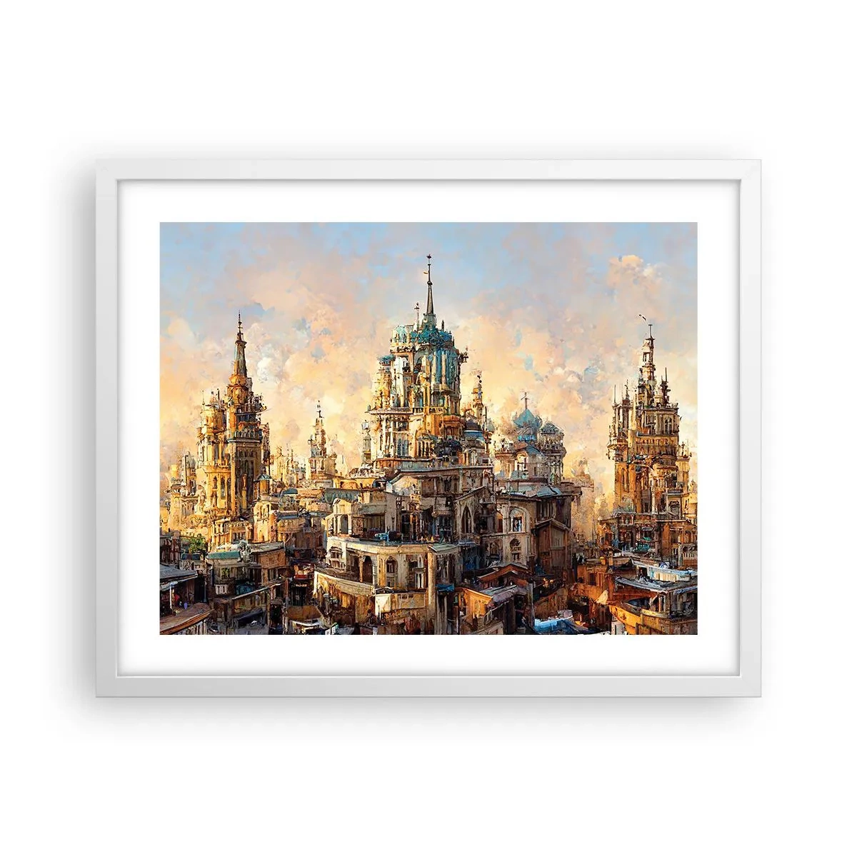 Plakat i hvid ramme - En by af byer - 50x40 cm