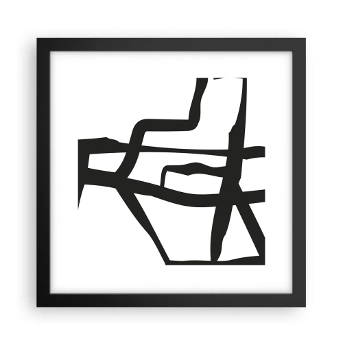 Plakat i sort ramme - Sort og hvid konstruktion - 30x30 cm
