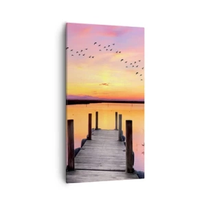Lærredstryk - Billede på lærred - Violet stille daggry - 55x100 cm