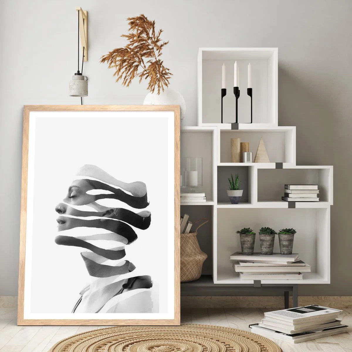 Plakat i ramme af lyst egetræ - Et surrealistisk portræt - 30x40 cm