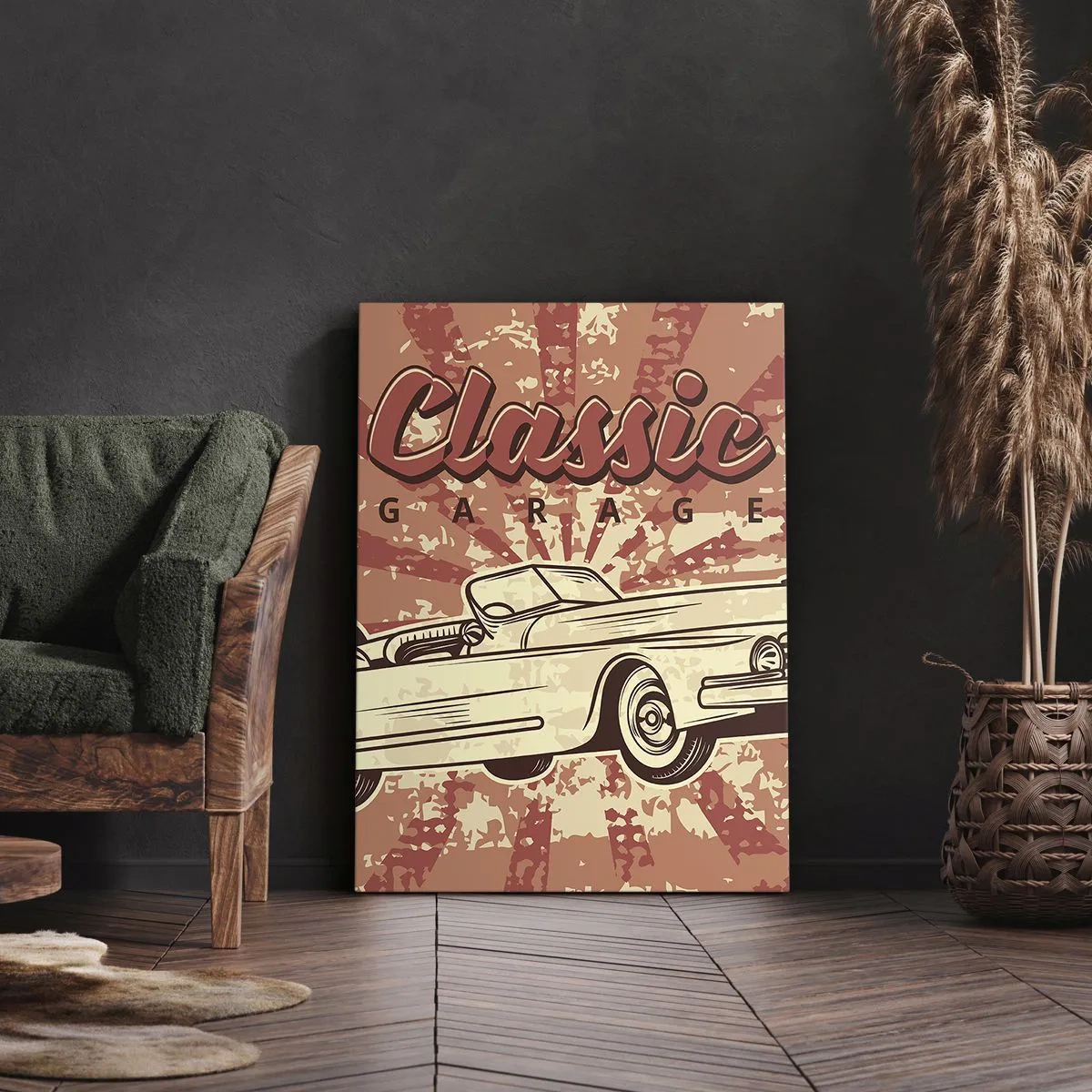 Lærredstryk - Billede på lærred - Og i radioen Elvis - 50x70 cm
