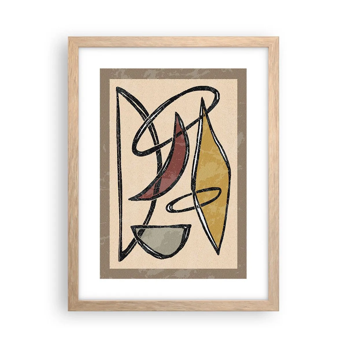 Plakat i ramme af lyst egetræ - Komposition - buer og ovaler - 30x40 cm