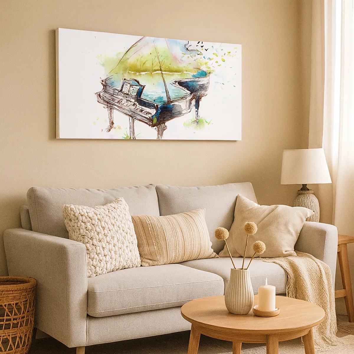 Lærredstryk - Billede på lærred - Fortryllet af musik - 30x30 cm