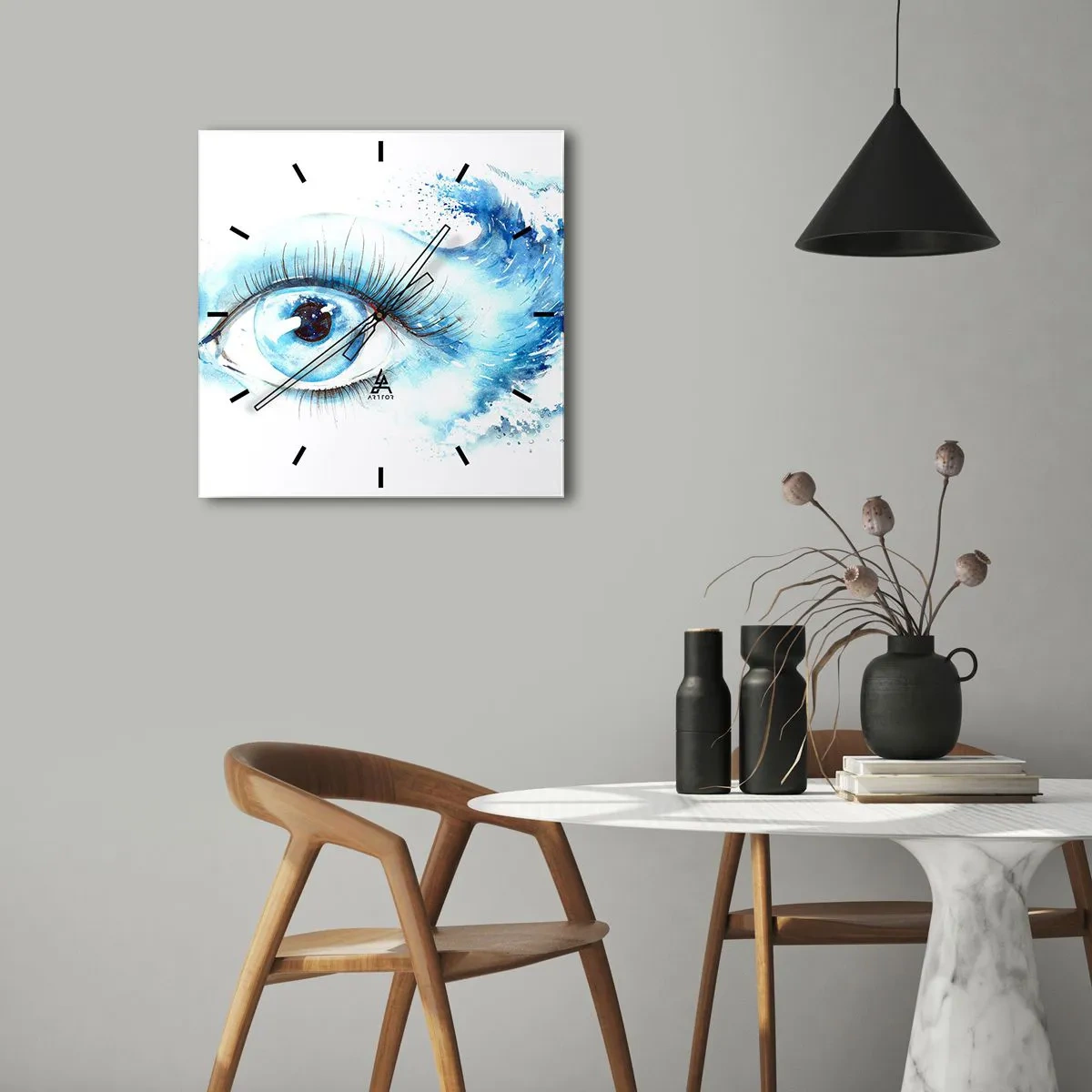 Vægur, Uret - Fordyb dig i det blå i dit blik - 30x30 cm