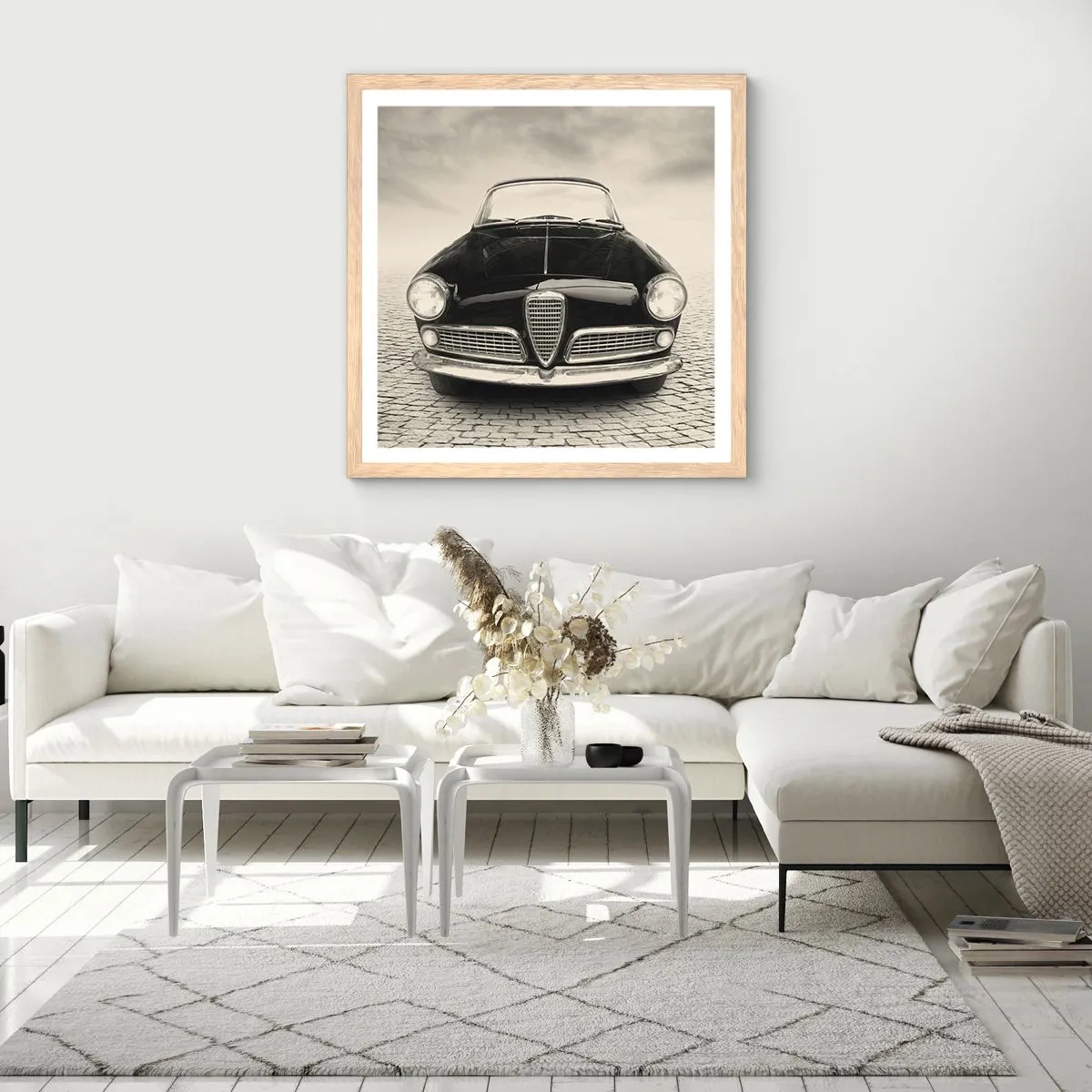 Plakat i ramme af lyst egetræ - Og hvordan kan man ikke elske mig? - 60x60 cm