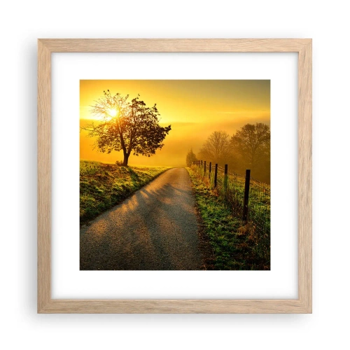 Plakat i ramme af lyst egetræ - Kære eftermiddag - 30x30 cm